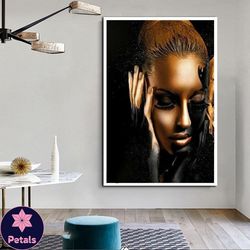 woman with long eyelashes canvas wall art, woman with face mask canvas wall art, beautiful woman canvas wall decor