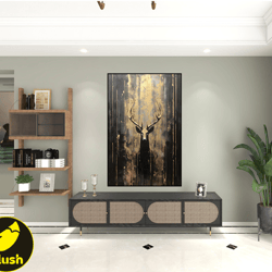 brown deer wall decor original painting royal deer canvas wall art wild deer abstract painting wall decor living room