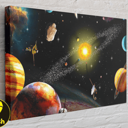 awesome outer space solar system canvas, wall art canvas design, home decor ready to hang