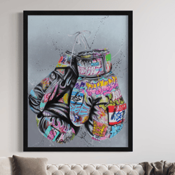 banksy street graffiti boxing gloves canvas wall art print painting posters and prints picture wall art banksy wall art,