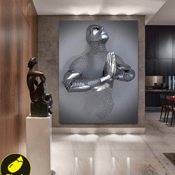 praying chain grey art print on canvas, wall art canvas, wall art canvas design, home decor ready to hang