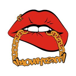 dripping lips your text gold chain svg, trending svg, biting lips svg, dripping lips, sexy lips svg, sexy svg, your text