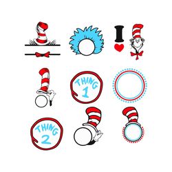 Dr Seuss Bundle Thing 1 Thing 2 Svg, Trending Svg, Dr Seuss Svg, Thing Svg, Cat In Hat Svg, Catinthehat Svg, Thelorax Sv