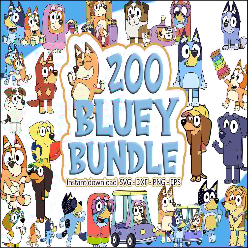 200 Bluey SVG Bundle, Bluey Cut Files for Cricut, Bluey the Dog Clipart, Bluey PNG ,Bluey Layered Svg, Bluey Birthday Svg.jpg