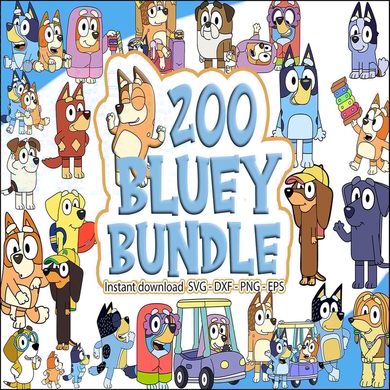 200 Bluey SVG Bundle, Bluey Cut Files for Cricut, Bluey the Dog Clipart, Bluey PNG ,Bluey Layered Svg, Bluey Birthday Svg.jpg