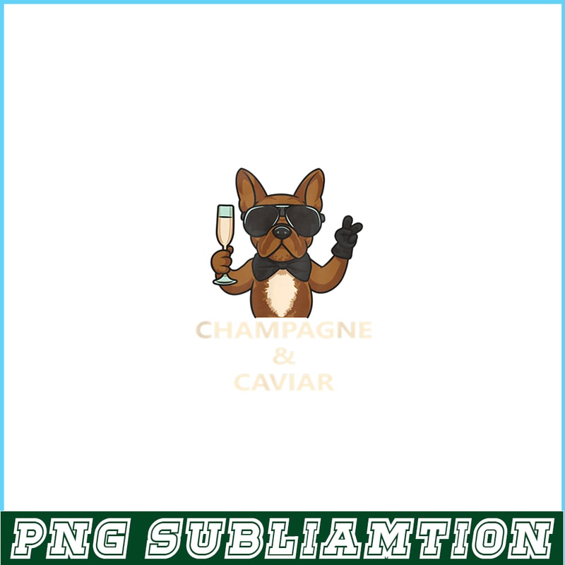HL16102313-Champagne and Caviar PNG, French Bulldog PNG, Bulldog Mascot PNG.png
