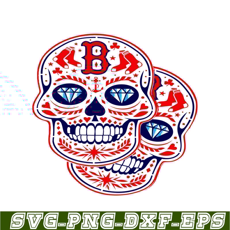 MLB30112348-Boston Red Sox Double Skulls SVG PNG DXF EPS AI, Major League Baseball SVG, MLB Lovers SVG MLB30112348.png