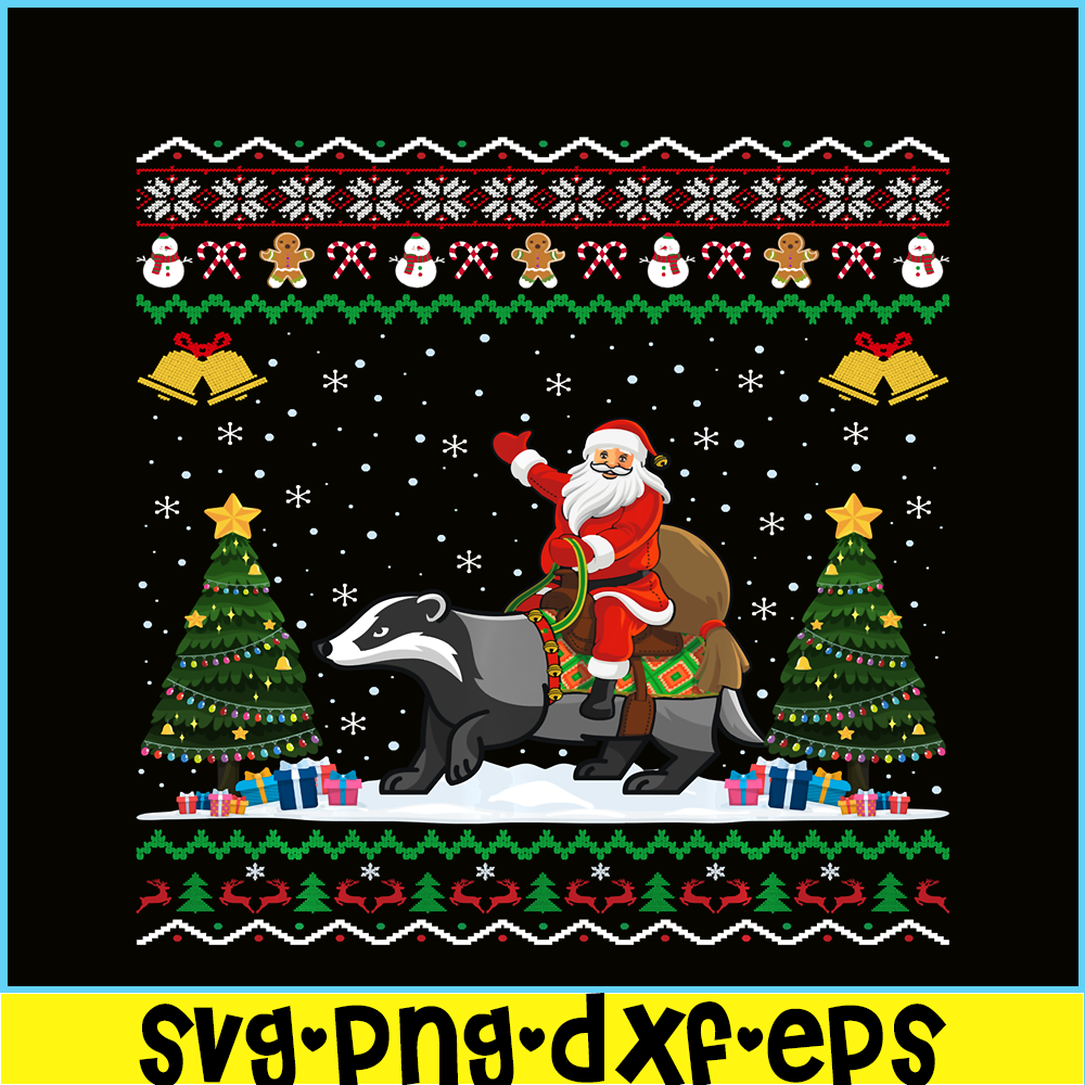 PNG14102381-Badger Ugly Xmas Gift Santa Riding Badger Christmas Sweatshirt Png.png