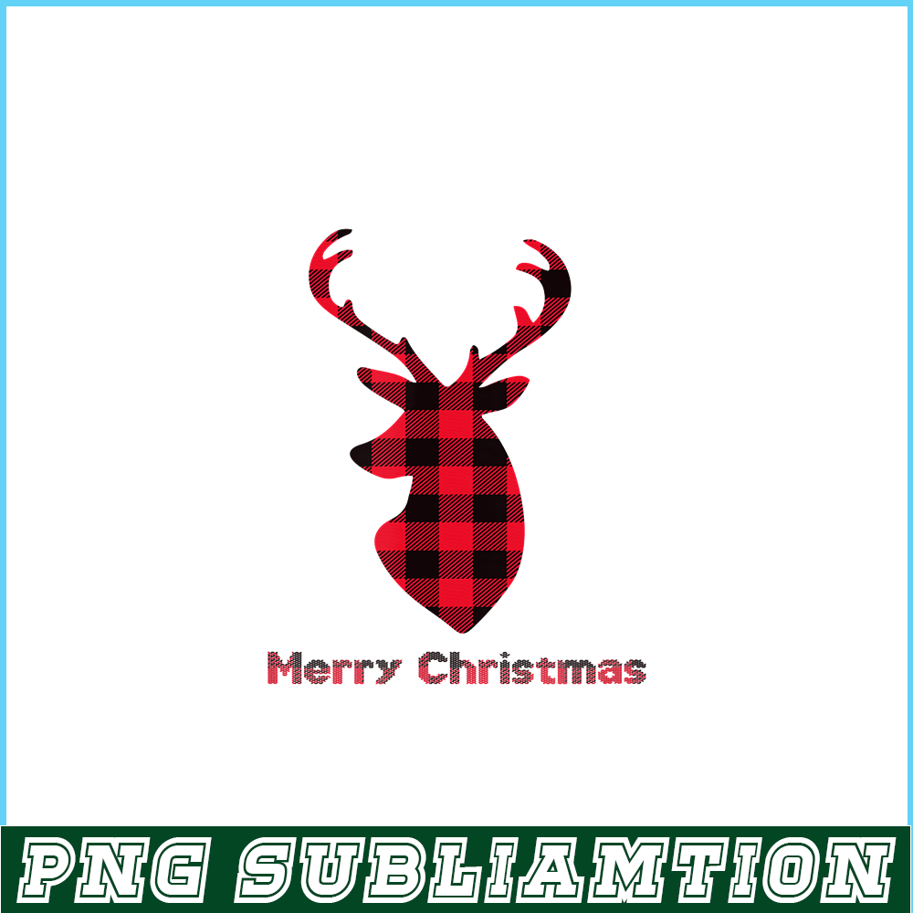 PNG141023111-Buffalo Plaid Reindeer Christmas Tee Santa Hat Merry Xmas T-Shirt Png.png
