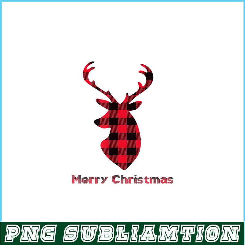 PNG141023111-Buffalo Plaid Reindeer Christmas Tee Santa Hat Merry Xmas T-Shirt Png.png