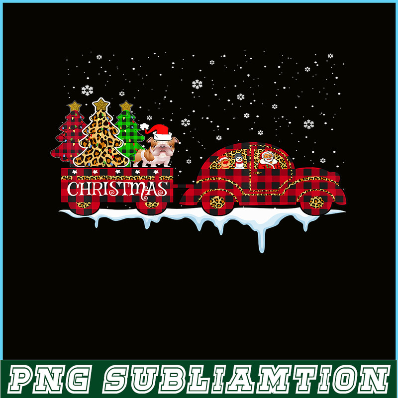 PNG141023113-Bulldog Christmas Plaid Leopard Truck Santa Xmas Tree Dog T-Shirt Png.png