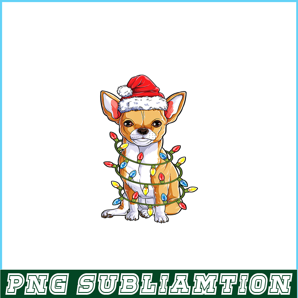 PNG141023130-Chihuahua Santa Christmas Tree Lights Xmas Gifts Boys Kids T-Shirt Png.png