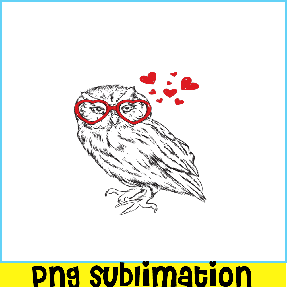 VLT21102341-Owl With Sunglasses PNG, Funny Valentine PNG, Valentine Holidays PNG.png