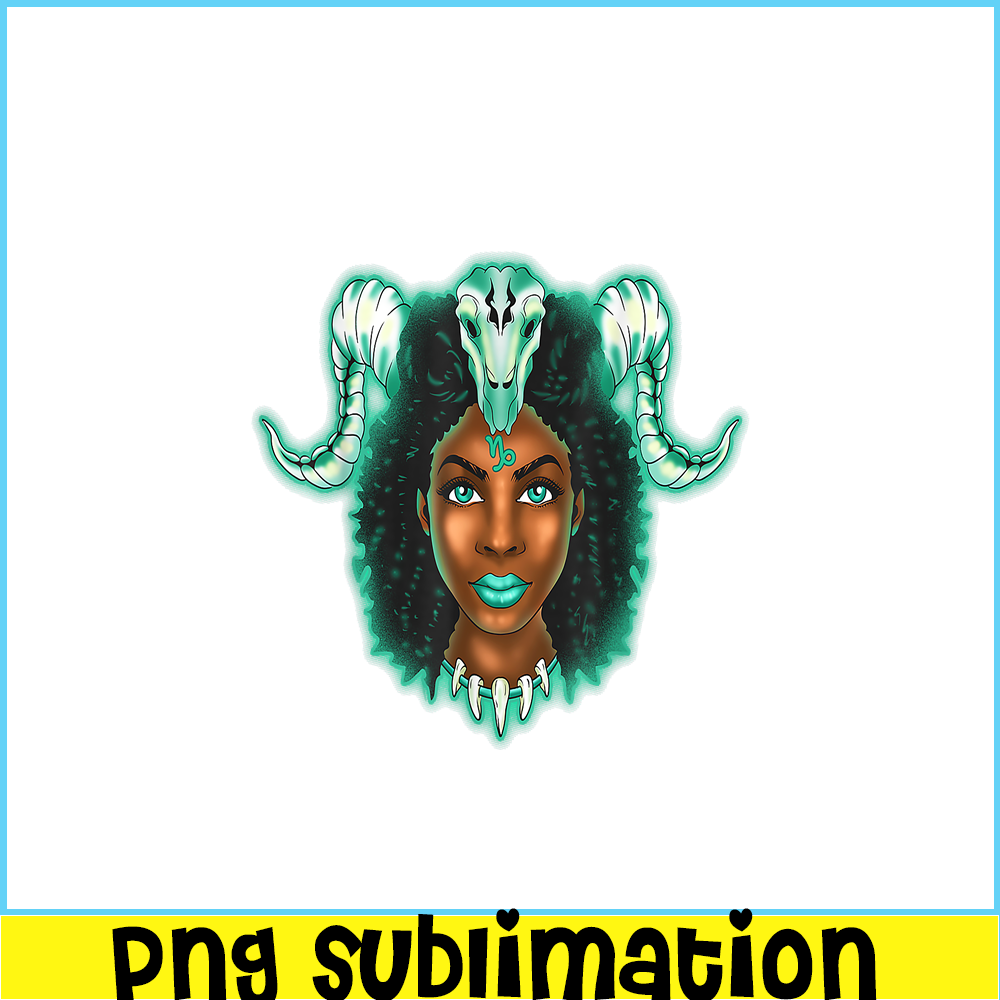 CPB28102347-Capricorn Zodiac PNG Black Girl PNG Magic Astrology Melanin PNG.png