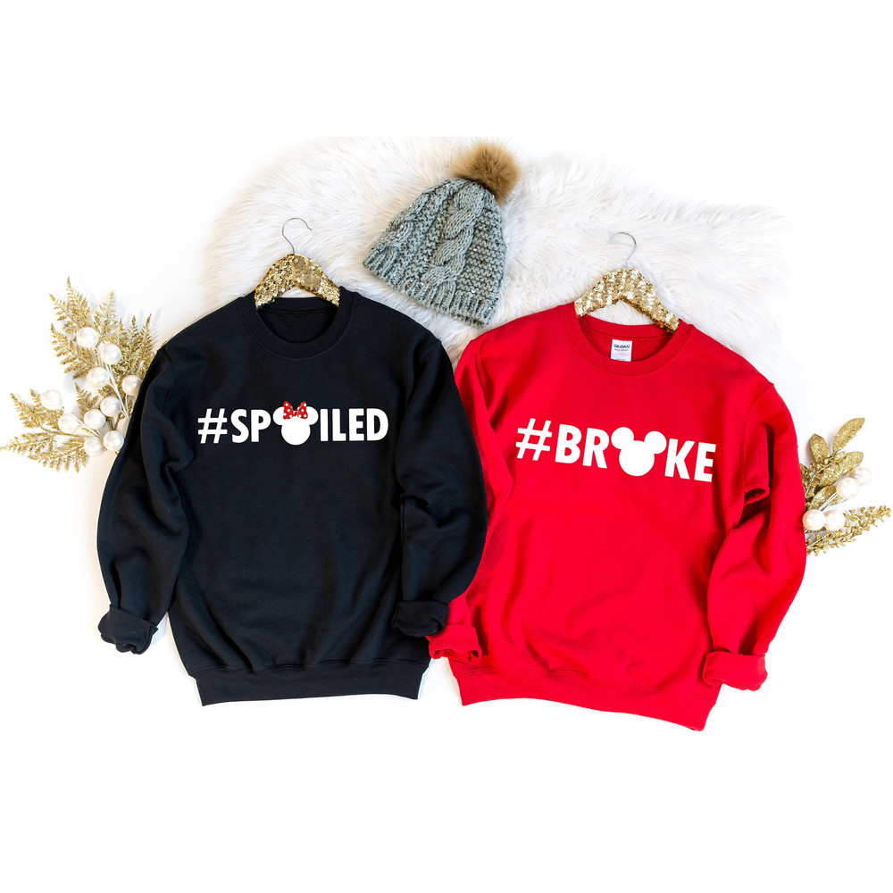 Broke and Spoiled Shirt, Couple Disney Shirt, Funny Anniversary Shirts, Disney Trip Shirt, Disney Family Shirt, Minnie Mickey Mouse T-shirt.jpg