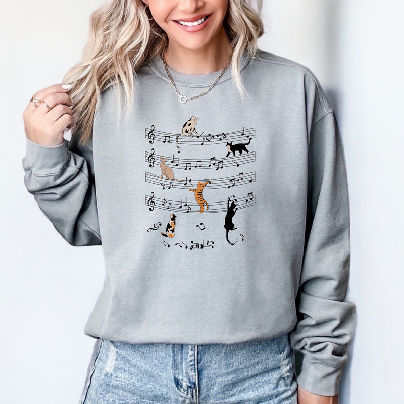 Cat Funny Music Notes Comfort colors T-shirt, Cat and Music Lover, Funny Musician Tee, Cute Music Shirt,Music Note Gift,Cat lover sweatshirt.jpg