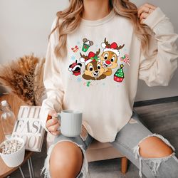 chip and dale comfort colors shirt, main street sleigh rides christmas sweatshirt, chip an