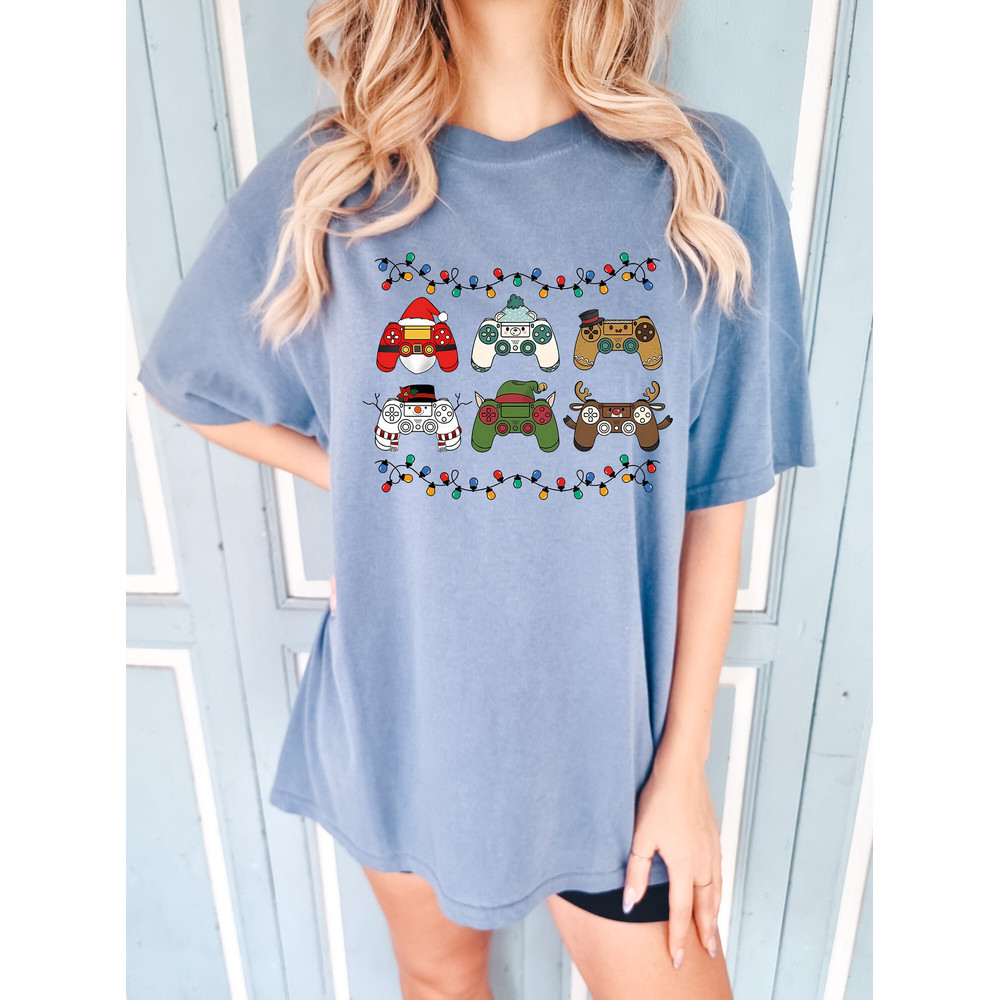 Christmas Gamer Shirt, Game Lover Christmas Comfort Colors Shirt, Christmas Pjs, Funny Kids Christmas, Kids Gamer Shirt, Merry Christmas Tee.jpg