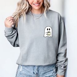 comfort colors little ghost coffee shirt, ghost tee sweatshirt, halloween tee, cute ghost