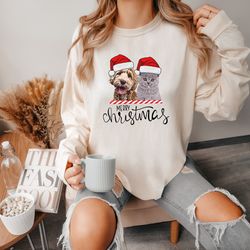 custom christmas cat and dog comfort colors shirt, personalized christmas shirt, merry chr