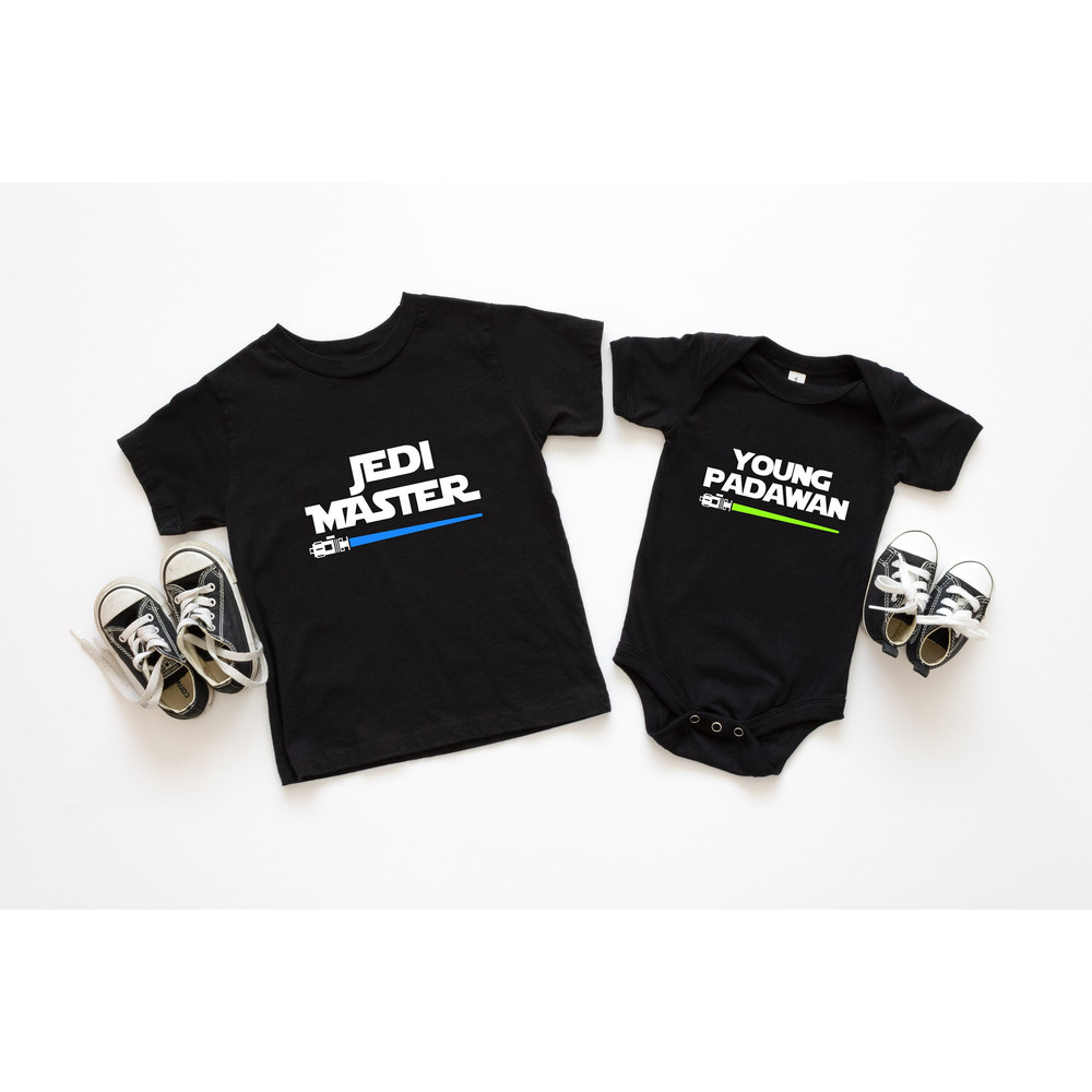 Daddy Baby Jedi Master Young Padawan Comfort colors T-Shirt, Daddy and Daughter Jedi, Matching Star Wars Tee, Jedi and Padawan Baby, Daddy,.jpg