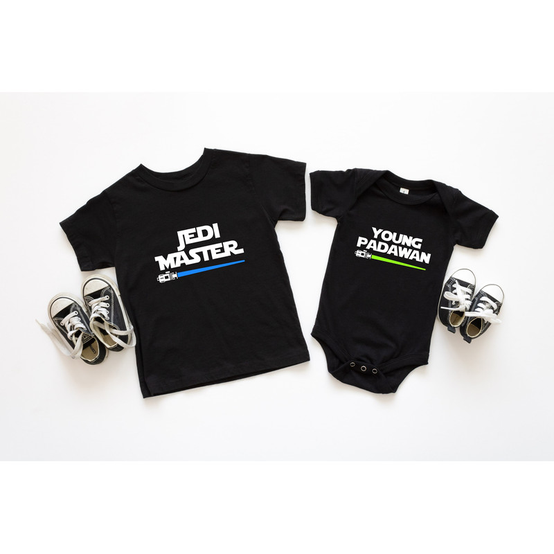 Daddy Baby Jedi Master Young Padawan Comfort colors T-Shirt, Daddy and Daughter Jedi, Matching Star Wars Tee, Jedi and Padawan Baby, Daddy,.jpg