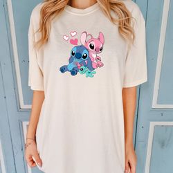 disney stitch and angel valentine comfort colors shirt, angel valentine shirt, disney vale