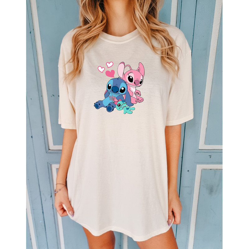 Disney Stitch and Angel Valentine Comfort colors Shirt, Angel Valentine Shirt, Disney Valentine's Day Shirt, Stitch Valentine Shirt, love te.jpg