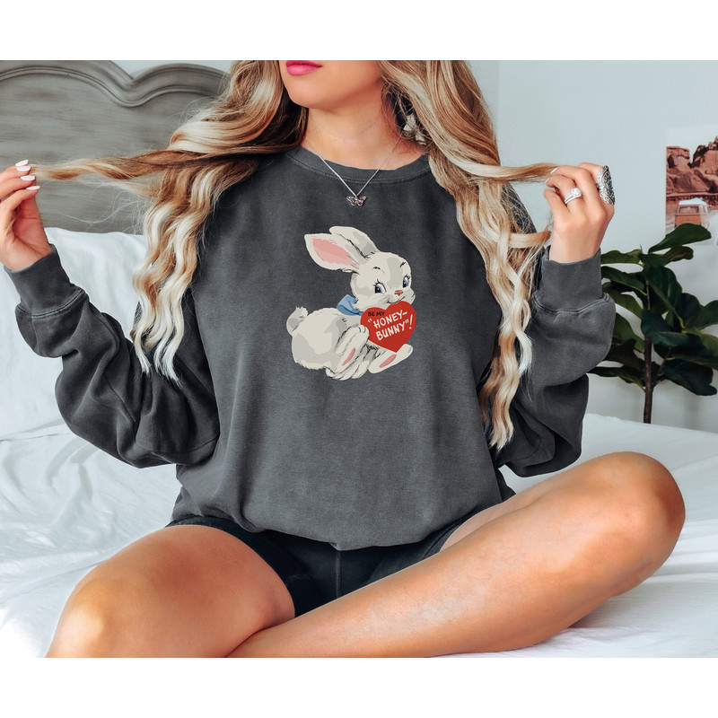 Honey Comfort colors Sweatshirt, Honey Bunny Shirt, Bunny Mom Sweatshirt, Rabbit Lover Gift Bunny Mom Gift Cute Easter Bunny Crewneck Hoodie.jpg