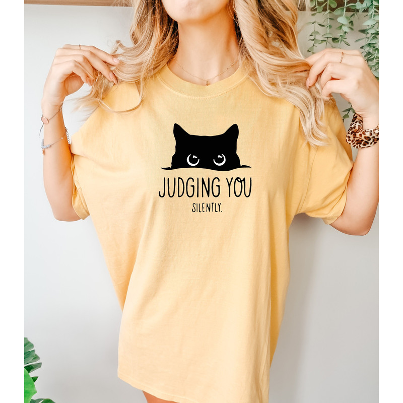 Judging You Silently Comfort colors Shirt, Funny Cat Shirt, Sarcastic Cat Shirt, Cat Mom Shirt, Cat Lover Gift, Animal Lover Gift, Cat Mama.jpg