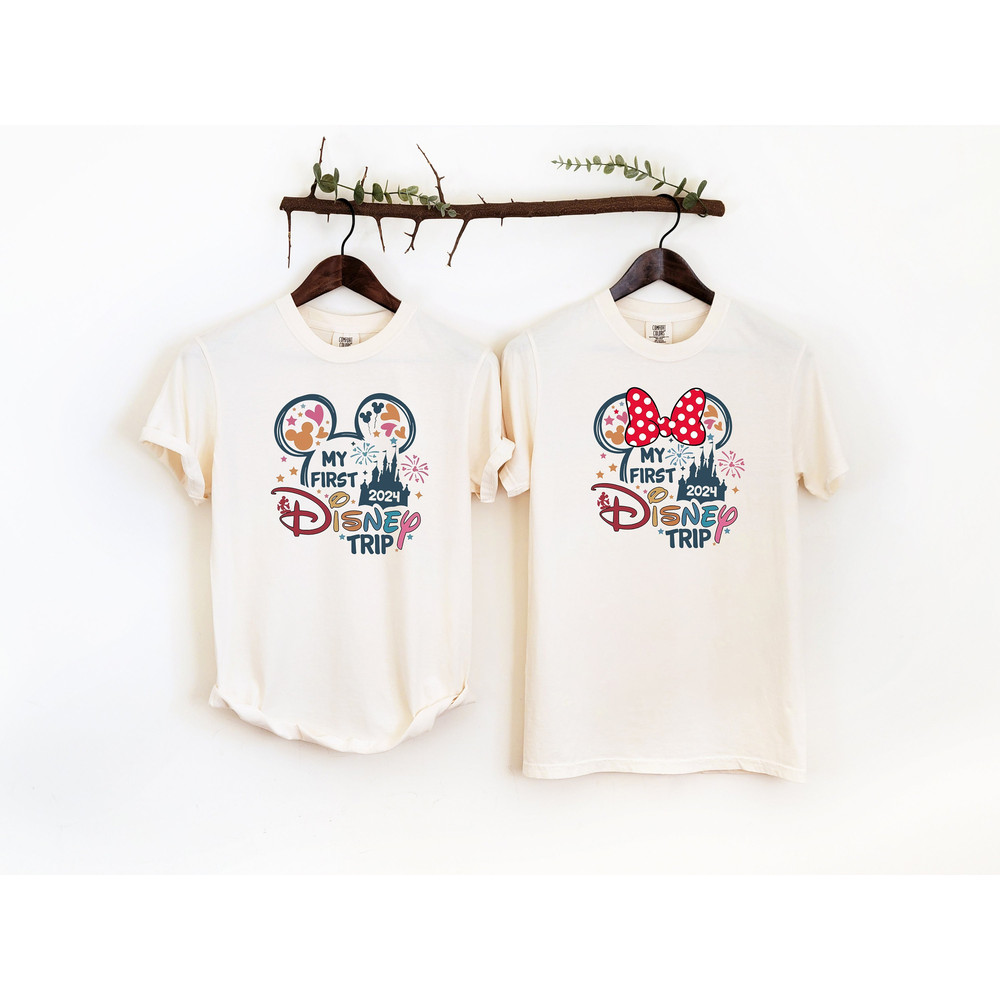 My First Disney Trip Custom Comfort colors T-Shirt, Adults Kids Disneyland Trip Shirt, First Disneyworld Trip Tee, Minnie Mickey Disney gift.jpg