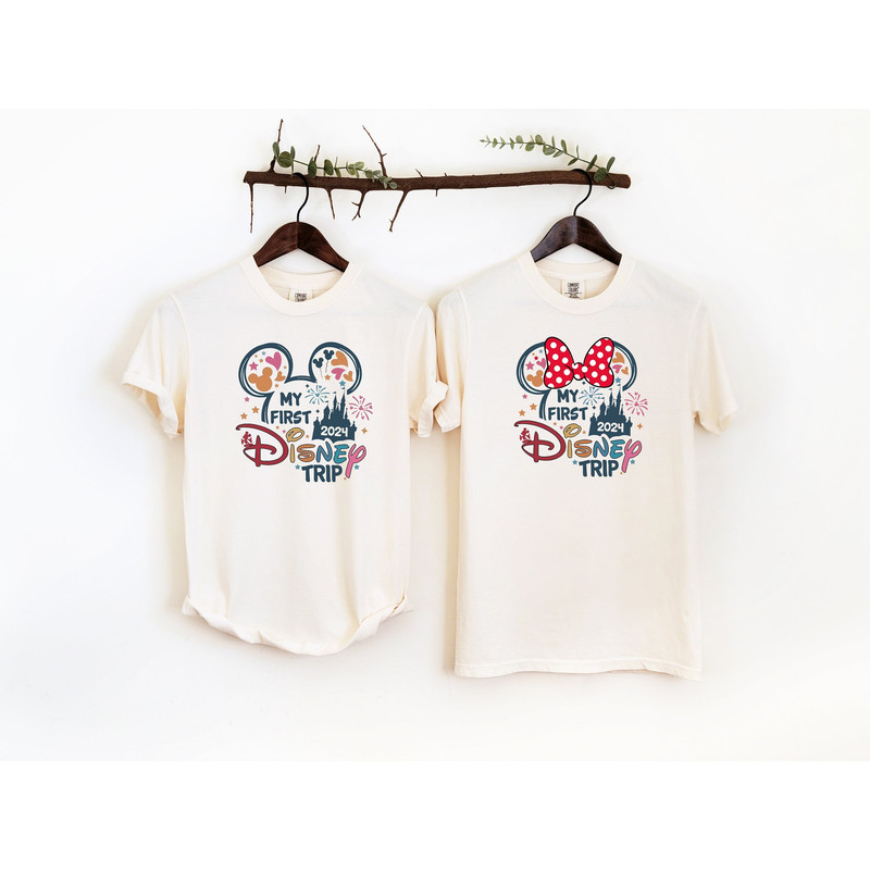 My First Disney Trip Custom Comfort colors T-Shirt, Adults Kids Disneyland Trip Shirt, First Disneyworld Trip Tee, Minnie Mickey Disney gift.jpg