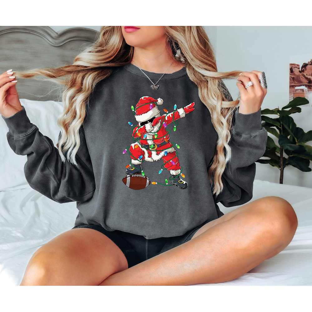 Santa Lights Sweatshirt, Retro Dabbing Santa Shirt, Funny Christmas Tshirt, Kids Holiday Clothing, Gift For Women, Christmas Party Shirt.jpg