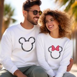 scribble minnie and mickey comfort colors couple matching line shirts, disney couples, mat