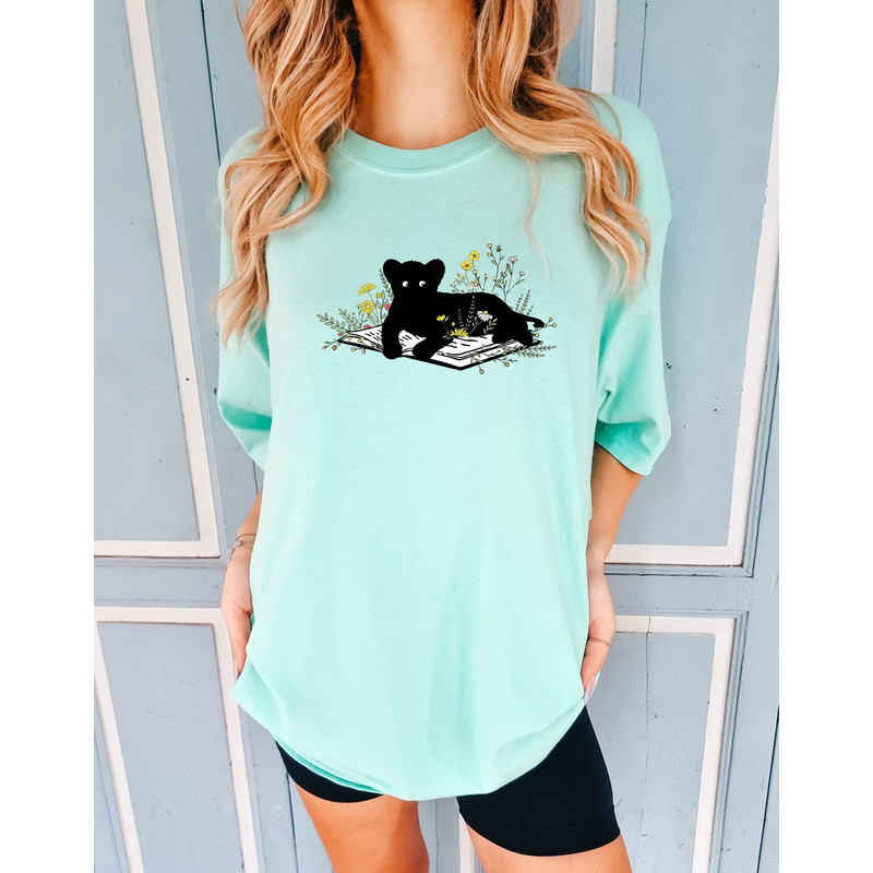 Tiger And Book Comfort colors Sweatshirt,Floral Cat Shirt, Cat Silhouette Hoodie,Book Lover Sweater For Women, Bookish Gift For Animal Owner.jpg