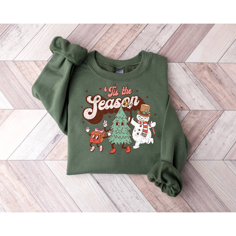 Tis The Season Sweatshirt, Comfort Colors Christmas Tis The Season Shirt, Merry Christmas Sweatshirt, Kids Cute Winter Shirt Holiday Apparel.jpg