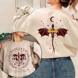 basgiath war college 2 sided sweatshirt, fourth wing shirt, violet sorrengail, rebecca yor