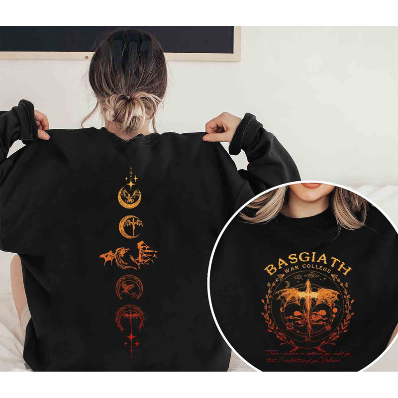 Basgiath War College 2 Sides Sweatshirt, Fourth Wing Sweatshirt, Rebecca Yarros Shirt, Dragon Rider Shirt, Violt Sorrengail, Bookish Shirt.jpg