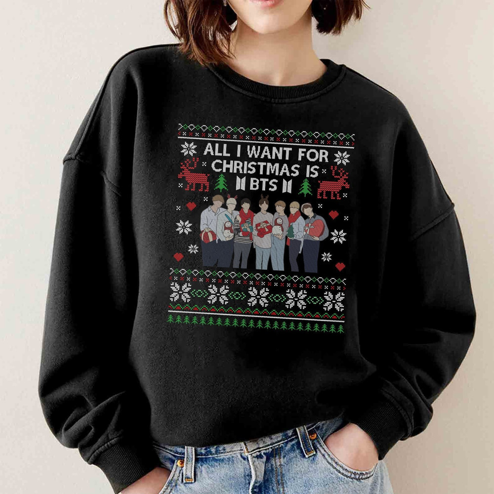 BTS BTS Ugly Christmas Sweatshirt, Christmas Day Gift Shirt, Music Lovers TShirt, Kpop Bangtan Xmas Shirt, Christmas Gift for Army.jpg