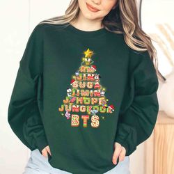 bts christmas tree sweatshirt, christmas day gift shirt, music lovers tshirt, kpop bangtan