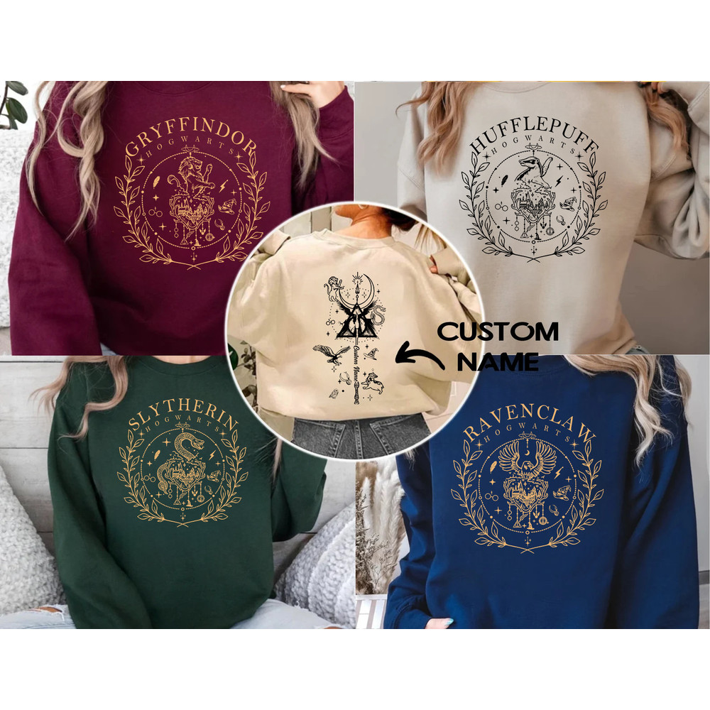 Custom Name Wizard House Sweatshirts, Hogwarts House Sweatshirt, Wizarding World Shirt, Magic World Shirt, Universal Studios, HP Fan Gift.jpg