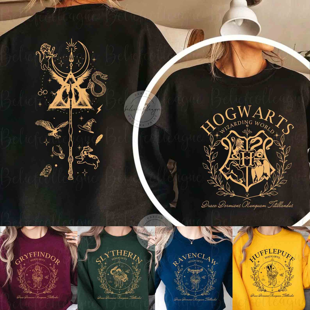 Custom Wizard House Sweatshirts, Wizarding World Shirt, Hogwarts House Sweatshirt, Magic World Shirt, Universal Studios, HP Fan Gift.jpg