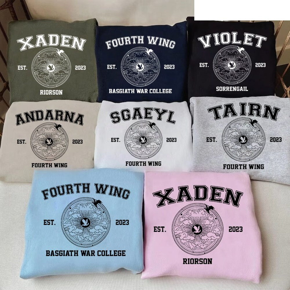Fourth Wing Character Sweatshirt, Basgiath War College Shirt, Fourth Wing Group Shirt, Rebecca Yoros Shirt, Bookish Shirt, Gift For Readers.jpg