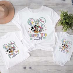 personalized mickey and friends disney trip 2024 shirt, disney group shirt, custom name fa