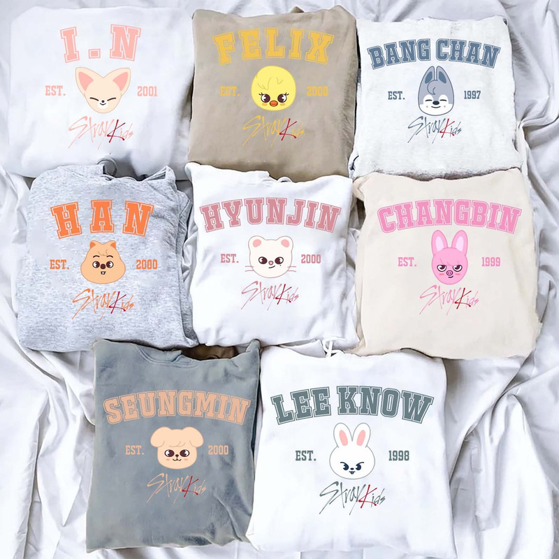 Stray Kids Member Group Hoodie, SKZOO Characters Sweatshirt, Stray Kids World Tour 2023 Shirt, Bang Chan Sweatshirt, Han, Changbin, Hyunjin.jpg