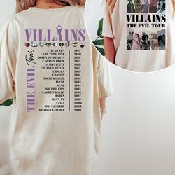 villains the evil tour double-sided shirt, disney villains shirt, disney halloween tee, ma