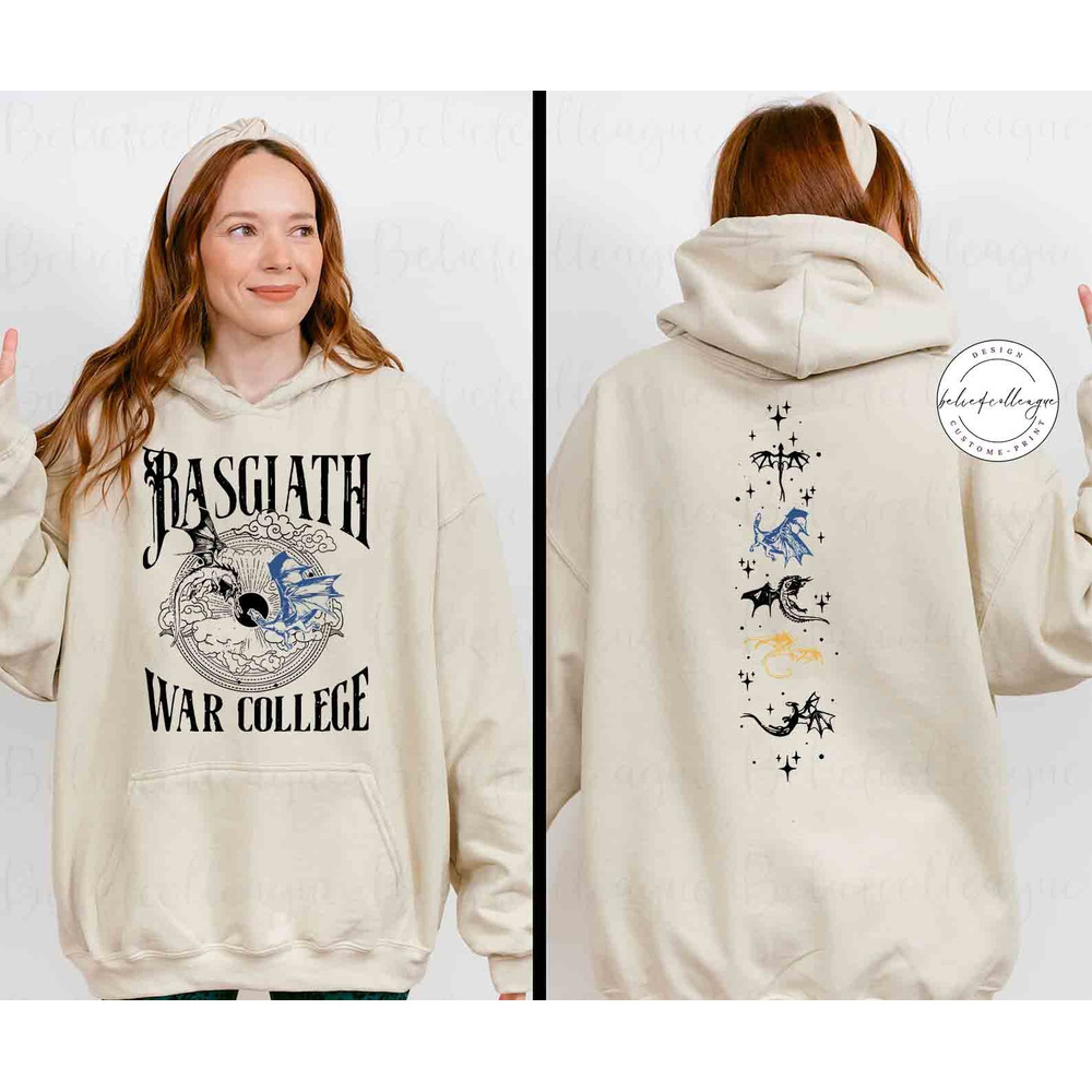 Vintage Basgiath War College 2 Sided Hoodie, Fourth Wing Sweatshirt, Dragon Rider Shirt, Xaden Riorson, Violet Sorrengail, Bookish Shirt.jpg
