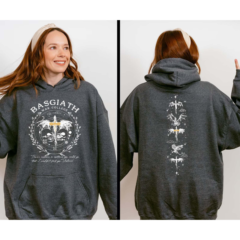 Vintage Basgiath War College 2 Sided Hoodie, Fourth Wing Sweatshirt, Rebecca Yoros, Dragon Rider Shirt, Violet Sorrengail, Bookish Shirt.jpg