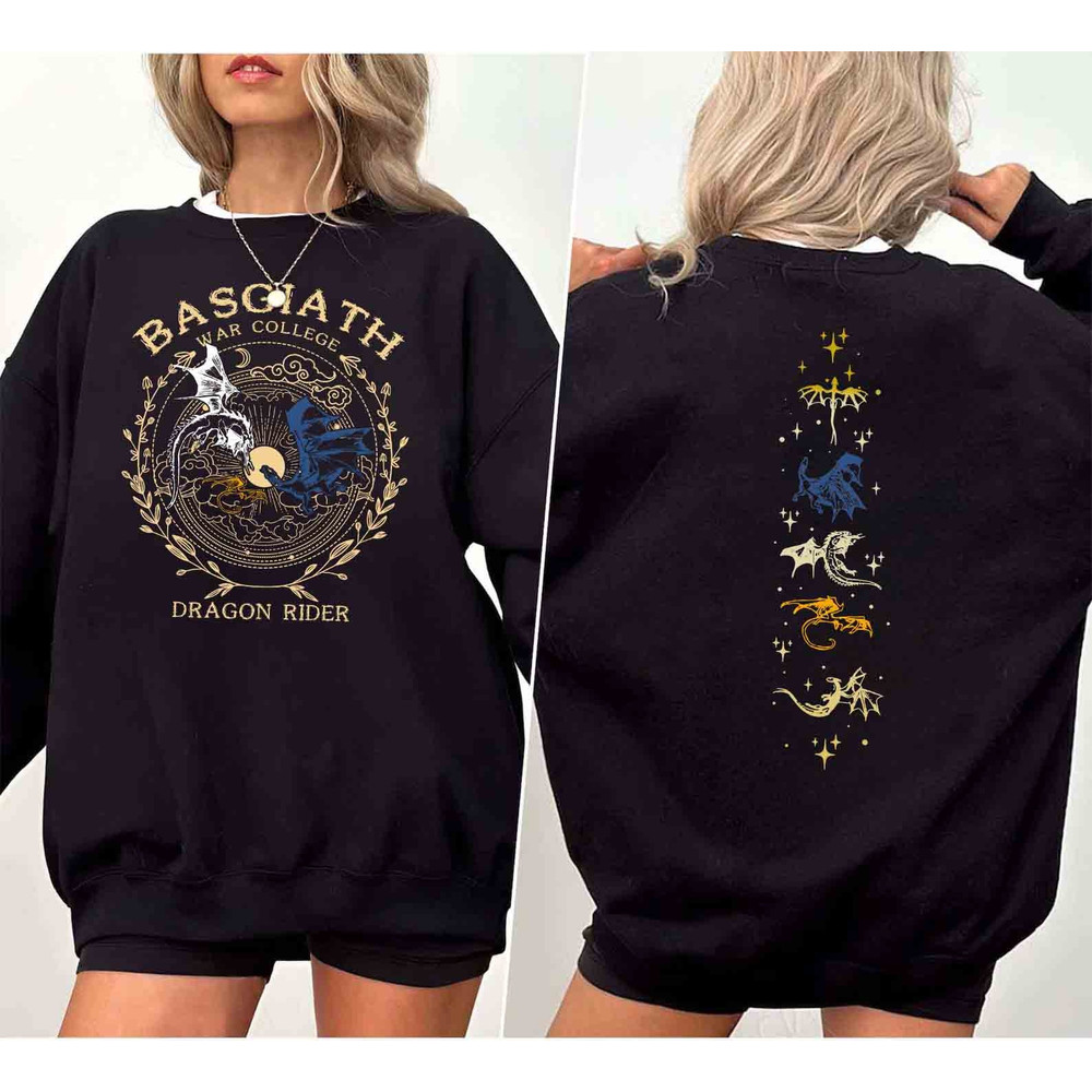 Vintage Basgiath War College 2 Sided Sweater, Fourth Wing Sweatshirt, Rebecca Yoros, Dragon Rider Shirt, Violet Sorrengail, Bookish Shirt 1.jpg