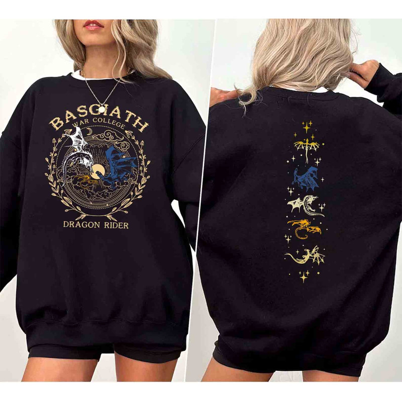 Vintage Basgiath War College 2 Sided Sweater, Fourth Wing Sweatshirt, Rebecca Yoros, Dragon Rider Shirt, Violet Sorrengail, Bookish Shirt 1.jpg